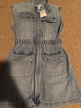 Forever 21 Light Wash Denim Utility Dress